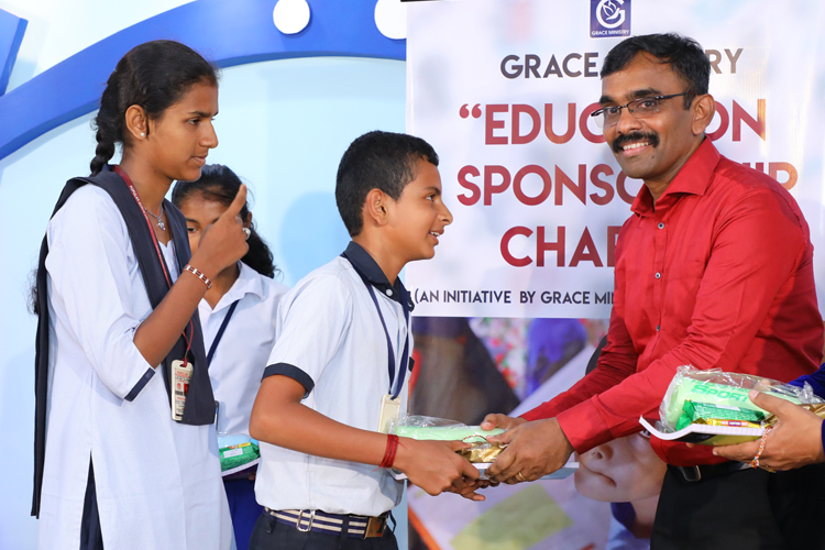 Grace Ministry, Bro Andrew Richard contributed 50 poor students free education scholarship at its centre on account of Christmas season in Mangalore here on Dec 15th, Sunday, 2019. 